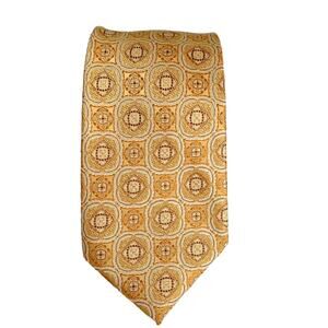 Paul Fredrick Gold Medallion Print 100% Silk Tie